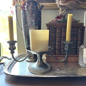 Sheffield SilverPlate Made in Italy Candleholder w duo candelabras